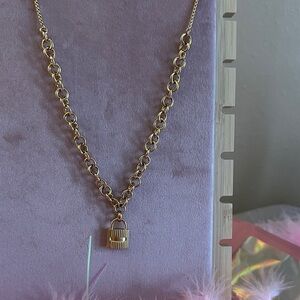 Michael Kors Gold Necklace with Lock Charm & Key
